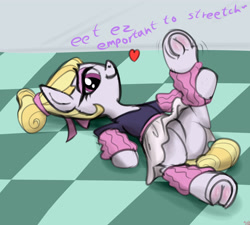 Size: 4000x3600 | Tagged: safe, artist:littlenaughtypony, imported from derpibooru, hoofer steps, earth pony, pony, accent, ballerina, clothes, fetish, frog (hoof), hoof fetish, leg warmers, skirt, smiling, stretching, tutu, underhoof