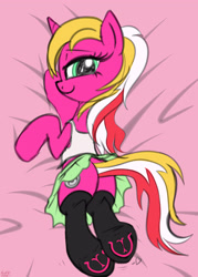 Size: 3000x4200 | Tagged: safe, artist:littlenaughtypony, imported from derpibooru, oc, oc only, oc:starsweep sweetsky, pony, unicorn, adorasexy, clothes, cute, female, fetish, hoof fetish, looking at you, looking back, looking back at you, sexy, skirt, smiling, socks, solo, solo female