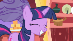 Size: 1920x1080 | Tagged: safe, imported from derpibooru, screencap, twilight sparkle, pony, unicorn, look before you sleep, season 1, animated, cute, eyes closed, female, golden oaks library, mare, pillow, pillow fight, smiling, solo, sound, twiabetes, unicorn twilight, webm