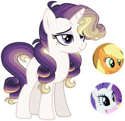 Size: 1389x1345 | Tagged: safe, artist:xxcheerupxxx, imported from derpibooru, applejack, rarity, oc, pony, unicorn, base used, female, magical lesbian spawn, mare, offspring, parent:applejack, parent:rarity, parents:rarijack, simple background, transparent background