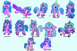 Size: 6000x4000 | Tagged: safe, artist:llamalauncher, imported from derpibooru, izzy moonbow, pony, unicorn, absurd resolution, ball, chest fluff, cute, ear fluff, female, floppy ears, g5, horn, horn guard, horn impalement, hornball, izzy's tennis ball, izzybetes, looking at you, looking down, looking up, mare, multicolored hair, open mouth, raised hoof, simple background, sitting, solo, style emulation, tennis ball, text, tongue out, unshorn fetlocks