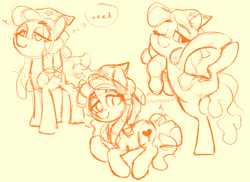 Size: 2000x1454 | Tagged: safe, artist:dawnfire, tree hugger, earth pony, pony, cute, female, lying down, mare, one eye closed, possibly intoxicated, sketch, sketch dump, standing, standing on one leg, stretching, text, thought bubble