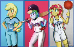 Size: 2424x1543 | Tagged: safe, artist:the-butch-x, imported from twibooru, applejack, rainbow dash, sunset shimmer, equestria girls, image, png