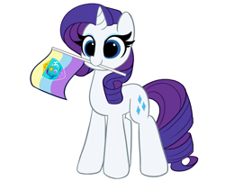 Size: 4096x3456 | Tagged: safe, artist:kittyrosie, edit, editor:anonymous, rarity, pony, unicorn, /mlp/, 4chan cup, cute, female, high res, mare, mouth hold, pride flag, raribetes, smiling, solo, unofficial edits thread