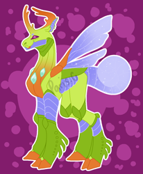 Size: 966x1172 | Tagged: safe, artist:ponylove121, imported from derpibooru, thorax, changedling, changeling, alternate design, cloven hooves, exoskeleton, king thorax, male, solo