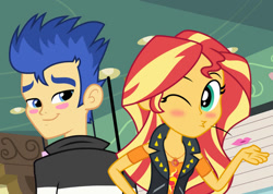 Size: 1280x909 | Tagged: safe, artist:3d4d, imported from derpibooru, flash sentry, sunset shimmer, equestria girls, female, flashimmer, male, shipping, straight