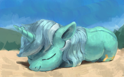 Size: 1603x1000 | Tagged: safe, artist:rhorse, lyra heartstrings, pony, unicorn, eyes closed, sleeping, whiskers