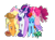 Size: 640x471 | Tagged: safe, artist:mlpmeadowsweet, edit, editor:anonymous, editor:edits of hate, imported from twibooru, applejack, fluttershy, pinkie pie, rainbow dash, rarity, tank, twilight sparkle, alicorn, bird, earth pony, pegasus, pony, tortoise, unicorn, /mlp/, appleshy, basket, cloven hooves, female, food, group, hat, image, leonine tail, lesbian, mane six, mare, pinkiedash, png, rarilight, shipping, simple background, transparent background, twilight sparkle (alicorn), unofficial edits thread