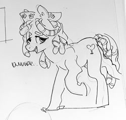 Size: 1024x973 | Tagged: safe, artist:alumx, imported from derpibooru, tree hugger, earth pony, pony, female, mare, monochrome, pencil drawing, photo, sketch, solo, traditional art