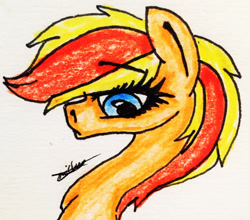 Size: 2255x1982 | Tagged: safe, artist:beamybutt, imported from derpibooru, oc, oc only, earth pony, pony, bust, earth pony oc, eyelashes, signature, solo, traditional art