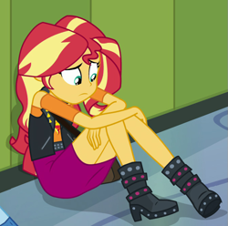 Size: 675x670 | Tagged: safe, imported from derpibooru, screencap, sunset shimmer, trixie, equestria girls, equestria girls series, forgotten friendship, cropped, solo