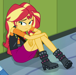 Size: 685x676 | Tagged: safe, imported from derpibooru, screencap, sunset shimmer, trixie, equestria girls, equestria girls series, forgotten friendship, cropped, solo