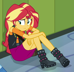 Size: 688x671 | Tagged: safe, imported from derpibooru, screencap, sunset shimmer, trixie, equestria girls, equestria girls series, forgotten friendship, cropped, solo