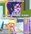 Size: 891x998 | Tagged: safe, edit, edited screencap, imported from derpibooru, screencap, chestnut magnifico, sci-twi, twilight sparkle, human, equestria girls, equestria girls series, movie magic, text support, spoiler:eqg specials, caption, cellphone, comic, eyes closed, geode of telekinesis, glasses, image macro, joe mama, magical geodes, meme, phone, prank call, regular show, rigby, screencap comic, smartphone, solo, text, text support: sunset shimmer