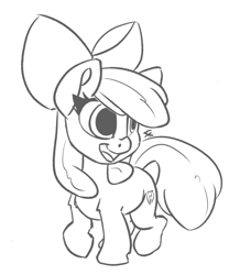 Size: 640x702 | Tagged: safe, artist:leadhooves, imported from derpibooru, apple bloom, earth pony, pony, female, filly, monochrome, sketch, solo