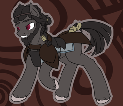 Size: 3537x3050 | Tagged: safe, artist:thehuskylord, imported from derpibooru, oc, oc only, oc:bradley fastner, pony, armor, beard, dungeons and dragons, facial hair, high res, male, oh lawd he comin, pen and paper rpg, rpg, solo, stallion, tail, tail wrap