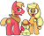 Size: 394x322 | Tagged: safe, artist:anonymouseleven, imported from derpibooru, apple bloom, applejack, big macintosh, earth pony, pony, apple siblings, apple sisters, brother and sister, female, filly, horse collar, male, mare, missing accessory, siblings, simple background, sisters, smiling, stallion, transparent background, trio