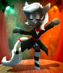 Size: 1810x2080 | Tagged: safe, artist:mjsw, imported from derpibooru, oc, oc only, earth pony, pony, clothes, dancing, female, lineless, mare, projector, scene, smiling, solo