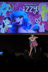 Size: 4149x6223 | Tagged: safe, imported from derpibooru, izzy moonbow, human, 2021, clothes, convention, cosplay, costume, cyrillic, g5, irl, irl human, newbronycon, photo, rubronycon, russian