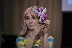 Size: 6056x4038 | Tagged: safe, imported from derpibooru, fluttershy, pipp petals, human, 2021, absurd file size, absurd resolution, clothes, convention, cosplay, costume, cyrillic, g5, irl, irl human, newbronycon, photo, rubronycon, russian