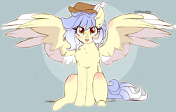 Size: 3084x1970 | Tagged: safe, artist:2pandita, imported from derpibooru, oc, oc only, pegasus, pony, female, mare, solo, spread wings, tongue out, two toned wings, wings