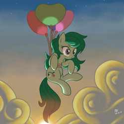 Size: 3000x3000 | Tagged: safe, artist:branewashpv, artist:theratedrshimmer, imported from derpibooru, wallflower blush, earth pony, pony, equestria girls, 2021, :t, balloon, chest fluff, cloud, cute, equestria girls ponified, featured image, female, floating, flowerbetes, freckles, heart balloon, high res, mare, party balloon, ponified, scrunchy face, solo, sweet dreams fuel, then watch her balloons lift her up to the sky