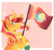 Size: 1449x1324 | Tagged: safe, artist:wanderingpegasus, edit, editor:anonymous, editor:edits of hate, imported from twibooru, sunset shimmer, pony, unicorn, /mlp/, alternate hairstyle, blushing, chest fluff, colored hooves, curved horn, cute, equestria flag, female, flag, freckles, heart, horn, image, mare, markings, png, redesign, solo, unofficial edits thread