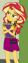 Size: 449x996 | Tagged: safe, imported from derpibooru, screencap, sunset shimmer, equestria girls, equestria girls series, forgotten friendship, book, cropped, solo