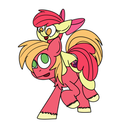 Size: 1280x1298 | Tagged: safe, artist:mr. rottson, imported from ponybooru, apple bloom, big macintosh, riding