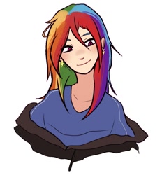 Size: 1223x1320 | Tagged: safe, artist:meliciamelano, imported from derpibooru, rainbow dash, human, bust, clothes, ear piercing, female, head, humanized, piercing, smiling, solo