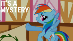 Size: 1280x720 | Tagged: safe, edit, edited screencap, editor:quoterific, imported from derpibooru, screencap, rainbow dash, pegasus, pony, season 2, the last roundup, butt, female, flying, frown, looking back, mare, plot, rainbow dash is not amused, rainbutt dash, solo, spread wings, unamused, wings