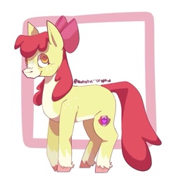 Size: 635x635 | Tagged: safe, artist:autistic--cryptid, imported from derpibooru, apple bloom, earth pony, pony, adorabloom, coat markings, cute, facial markings, female, filly, freckles, looking at you, pale belly, simple background, snip (coat marking), socks (coat markings), solo, standing, unshorn fetlocks, white background, wingding eyes