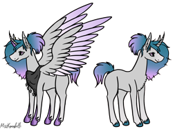 Size: 1750x1308 | Tagged: safe, artist:misskanabelle, imported from derpibooru, oc, oc only, alicorn, pony, unicorn, alicorn oc, duo, female, hoof shoes, horn, mare, neckerchief, offspring, parent:princess celestia, parents:canon x oc, signature, simple background, solo, transparent background, unicorn oc, wings