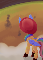 Size: 988x1394 | Tagged: safe, artist:dusthiel, imported from derpibooru, rainbow dash, pegasus, pony, atg 2021, clothes, face not visible, hat, newbie artist training grounds, solo