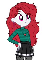Size: 1448x1888 | Tagged: safe, artist:skyfallfrost, imported from derpibooru, oc, oc only, oc:angel heart, equestria girls, clothes, female, simple background, skirt, solo, sweater, transparent background