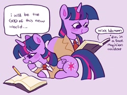 Size: 2048x1534 | Tagged: safe, artist:alexbeeza, imported from derpibooru, twilight sparkle, alicorn, pony, alternate universe, book, death note, light yagami, parody, pencil, text, twilight sparkle (alicorn)