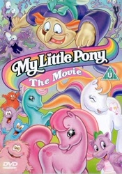 Size: 332x475 | Tagged: safe, imported from derpibooru, hydia, smooze (g1), spike (g1), bushwoolie, dragon, human, pony, my little pony: the movie (g1), dvd cover, g1, g2, united kingdom