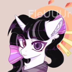 Size: 2048x2048 | Tagged: safe, artist:fleuuur, imported from derpibooru, oc, oc only, pony, unicorn, ear fluff, eyebrows, eyebrows visible through hair, heterochromia, high res, horn, obtrusive watermark, solo, unicorn oc, watermark