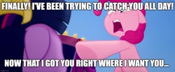 Size: 1194x499 | Tagged: safe, artist:megalobronia, edit, edited screencap, imported from derpibooru, screencap, pinkie pie, twilight sparkle, alicorn, my little pony: the movie, angry, caption, chocolate with nuts, floppy ears, image macro, imgflip, meme, out of character, pointing, spongebob squarepants, text, twilight sparkle (alicorn)