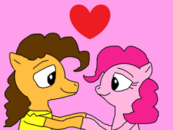 Size: 2000x1500 | Tagged: safe, artist:blazewing, imported from derpibooru, cheese sandwich, pinkie pie, earth pony, atg 2021, canon couple, cheesepie, colored background, couple, drawpile, duo, female, heart, holding hooves, looking at each other, love, loving gaze, male, newbie artist training grounds, shipping, smiling, smiling at each other, straight