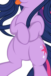 Size: 2207x3263 | Tagged: safe, artist:mamandil, artist:theparagon, edit, imported from derpibooru, vector edit, twilight sparkle, pony, unicorn, alternate hairstyle, belly, cropped, featureless crotch, female, high res, mare, pictures of bellies, simple background, smiling, solo, tongue out, transparent background, unicorn twilight, vector