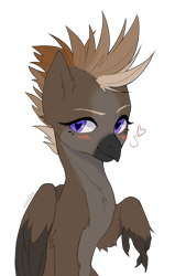 Size: 1470x2181 | Tagged: safe, artist:sannoe, imported from derpibooru, oc, oc only, oc:aeto, classical hippogriff, hippogriff, blushing, bust, female, heart eyes, hippogriff oc, looking at you, palindrome get, portrait, simple background, smiling, smiling at you, solo, transparent background, wingding eyes