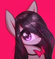 Size: 3000x3187 | Tagged: safe, artist:mirroredsea, imported from derpibooru, octavia melody, earth pony, pony, alternate hairstyle, big eyes, bowtie, cute, eye clipping through hair, female, high res, long hair, long mane, looking at you, mare, simple background, solo, tavibetes