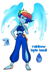 Size: 1080x1596 | Tagged: safe, artist:jvartes6112, imported from derpibooru, rainbow dash, human, bracelet, clothes, crossover, feet, female, gem (race), humanized, jewelry, one eye closed, sandals, simple background, smiling, solo, species swap, steven universe, thinking, transparent background, wink