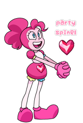 Size: 1080x1596 | Tagged: safe, artist:jvartes6112, imported from derpibooru, pinkie pie, human, :d, clothes, crossover, eyelashes, female, gem (race), gloves, humanized, pinel, simple background, smiling, solo, species swap, spinel (steven universe), steven universe, transparent background