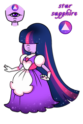 Size: 1080x1596 | Tagged: safe, artist:jvartes6112, imported from derpibooru, twilight sparkle, human, clothes, crossover, dress, female, gem (race), humanized, one eyed, simple background, smiling, solo, species swap, steven universe, transparent background
