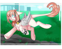 Size: 2768x2167 | Tagged: safe, artist:mediasmile666, imported from derpibooru, oc, oc only, pegasus, pony, eye clipping through hair, eyebrows, eyebrows visible through hair, female, high res, leonine tail, mare, pegasus oc, solo, underhoof, wings