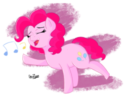 Size: 3800x2925 | Tagged: safe, artist:datzigga, imported from derpibooru, pinkie pie, earth pony, pony, cute, eyes closed, female, high res, mare, music notes, open mouth, open smile, singing, smiling, solo