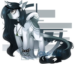 Size: 2660x2255 | Tagged: safe, artist:mediasmile666, imported from derpibooru, oc, oc only, pony, unicorn, abstract background, colored muzzle, female, high res, horn, jewelry, leonine tail, mare, pale belly, pendant, solo, unicorn oc, unshorn fetlocks