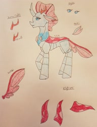 Size: 2846x3704 | Tagged: safe, artist:agdapl, imported from derpibooru, ocellus, changedling, changeling, female, high res, older, older ocellus, raised hoof, reference sheet, signature, solo, traditional art